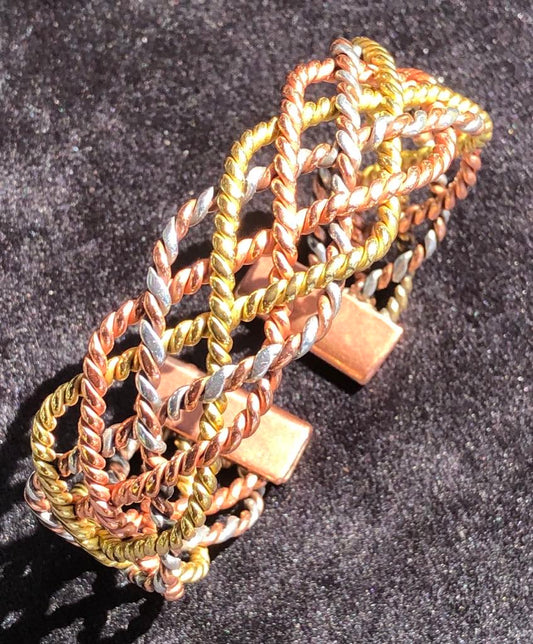 Copper, Gold & Silver Celtic Weave Bracelet