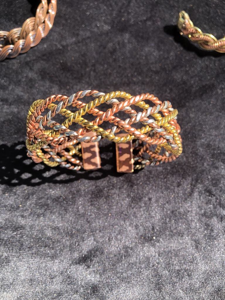 Copper, Gold & Silver Celtic Weave Bracelet